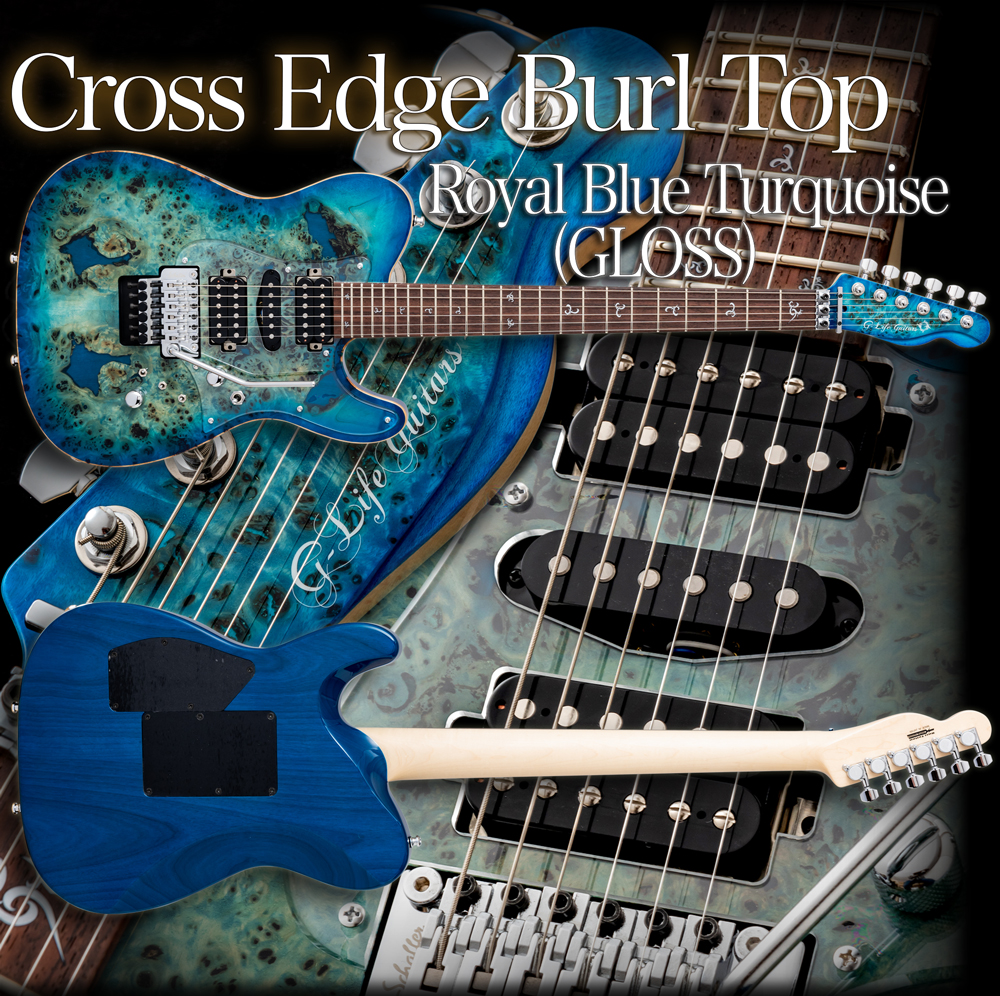 G-Life Guitars /“Cross Edge” Burl Top / Royal Blue Turquoise